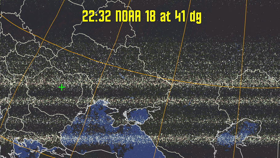 HVCT:
Similar to HVC, but with blue water and with colours more indicative of
land temperatures.
HVC:
Creates a false colour image from NOAA APT images based on temperature using
the HVC colour model. Uses the temperature derived from the sensor 4 image to
select the hue and the brightness from the histogram equalised other image to
select the value and chroma. The HVC colour model attempts to ensure that different colours at the same value will appear to the eye to be the same brightness
and the spacing between colours representing each degree will appear to the eye to
be similar. Bright areas are completely unsaturated in this model.